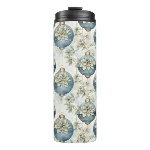 Blue Majesty Elegant Blue Gold Christmas Splendor Thermal Tumbler