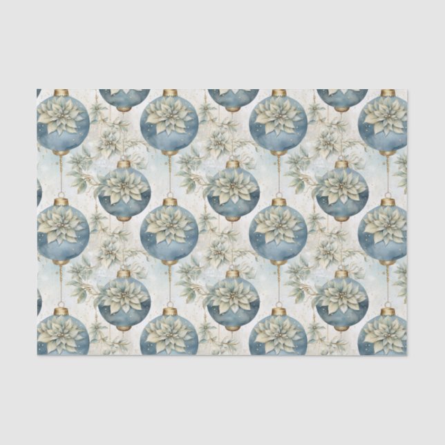 Blue Majesty Elegant Blue Gold Christmas Splendor Tissue Paper (Front)