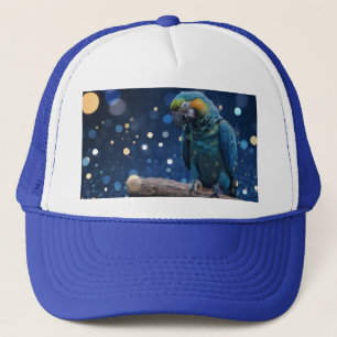Blue Majesty: The Blue Macaw On Dreamy Blue Bokeh, Trucker Hat