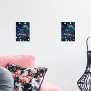 Blue Majesty: The Blue Macaw On Dreamy Blue Bokeh, Wall Art Sets