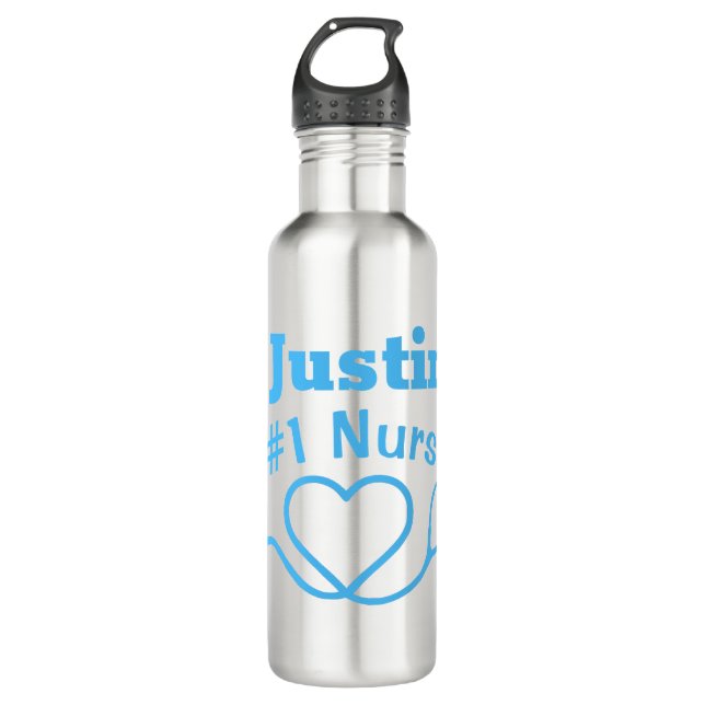 Blue Male Nurse Appreciation #1 Nurse Stainless Steel Water Bottle (Front)