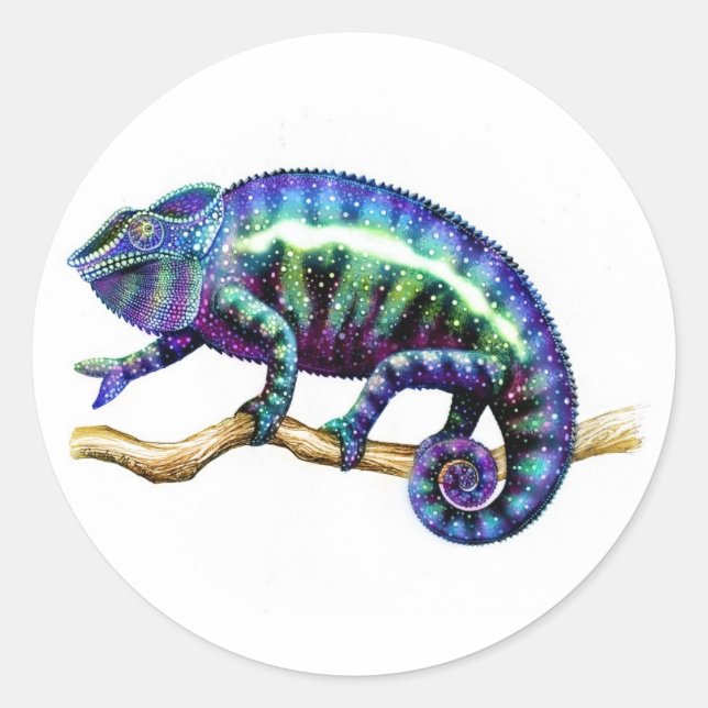 Blue Male Panther Chameleon Stickers (Front)