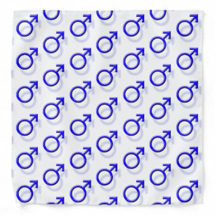 Blue Male Sex-Symbol 3D Effect Tiled Pattern Bandana