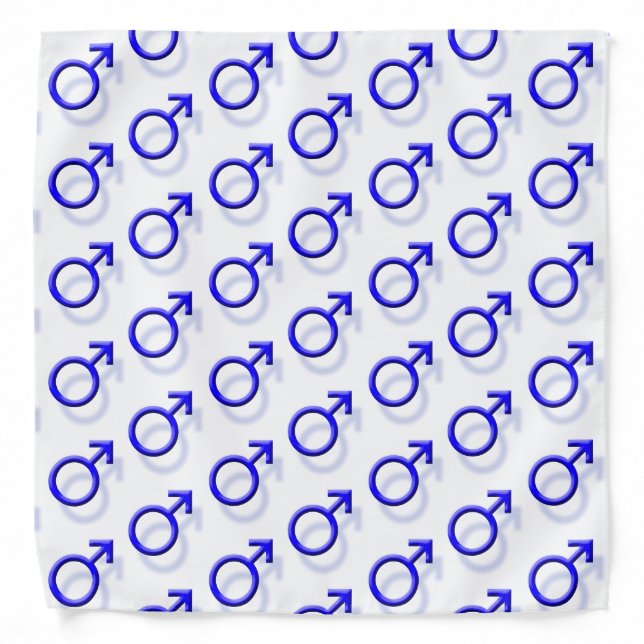 Blue Male Sex-Symbol 3D Effect Tiled Pattern Bandana (Front)