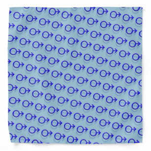 Blue Male Sex-Symbol 3D Effect Tiled Pattern Bandana