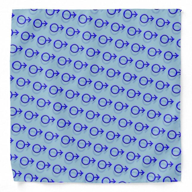 Blue Male Sex-Symbol 3D Effect Tiled Pattern Bandana (Front)