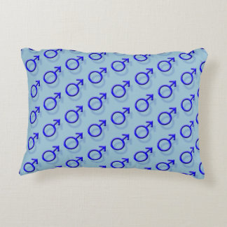 Blue Male Sex-Symbol 3D Effect Tiled Pattern Decorative Pillow