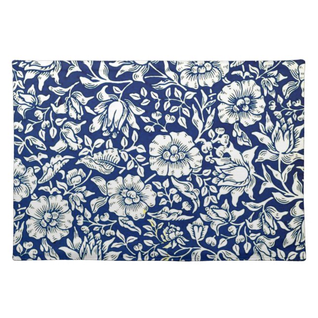 Blue Mallow by William Morris Cloth Placemat (Front)
