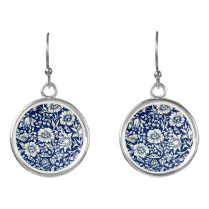 Blue Mallow by William Morris Earrings