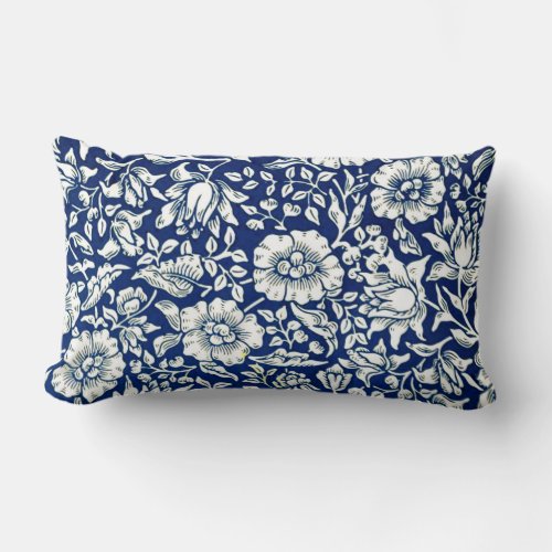 Blue Mallow famous William Morris pattern Lumbar Pillow