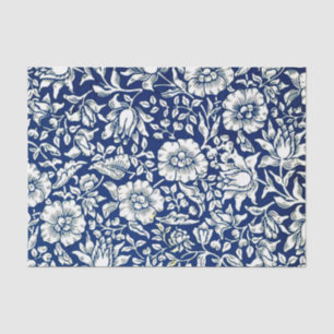 Blue Mallow, Navy and White Floral Pattern Tissue Paper