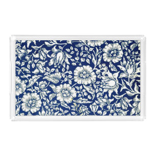 Blue Mallow vintage pattern Acrylic Tray