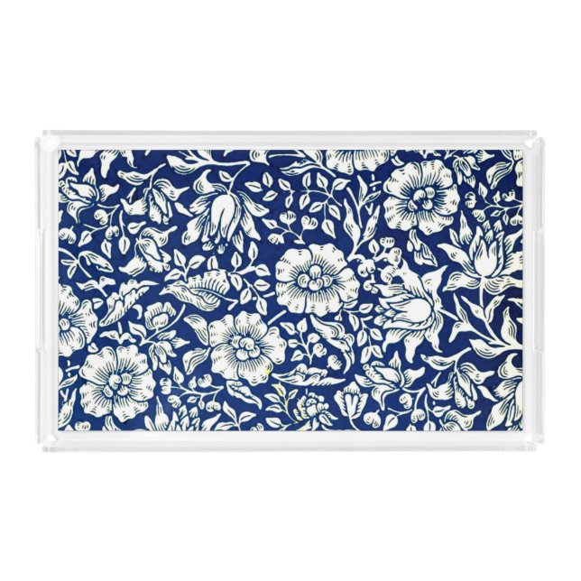 Blue Mallow vintage pattern Acrylic Tray (Front)