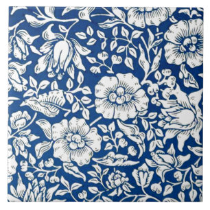 Blue Mallow, vintage pattern, Ceramic Tile