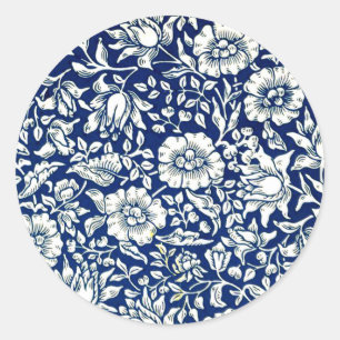 Blue Mallow vintage pattern Classic Round Sticker