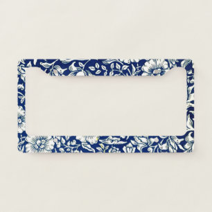 Blue Mallow, vintage pattern, License Plate Frame