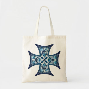Blue Maltese Cross Tote Bag