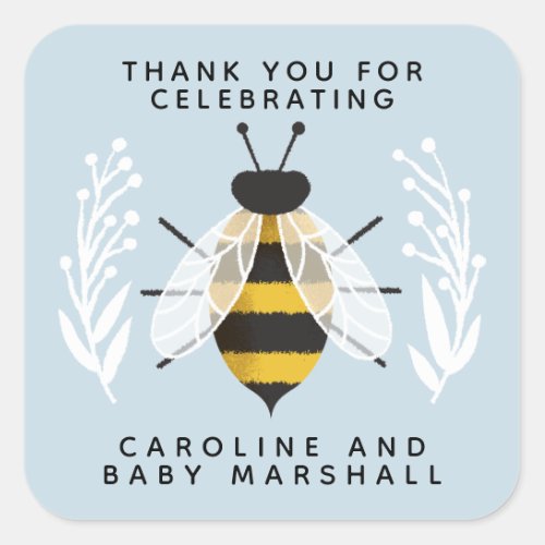 Blue Mama to Bee Baby Shower Thank You Sticker