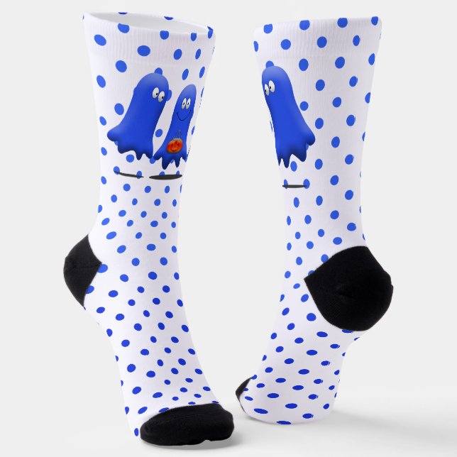 Blue Man Ghosts Halloween  Socks (Angled)