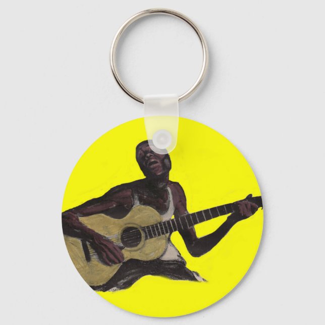 blue man singing the blues keychain (Front)