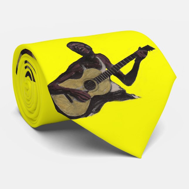 blue man singing the blues neck tie (Rolled)