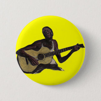 blue man singing the blues pinback button