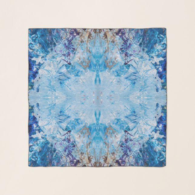 Blue Mandala Abstract Art Scarf (Front)