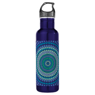 Blue Mandala Birthday Party Add Name Stainless Steel Water Bottle