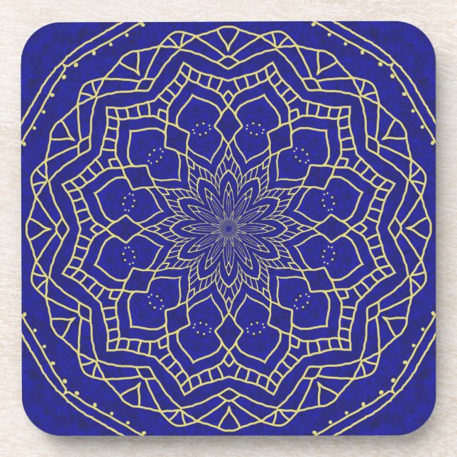 Blue Mandala Drink Coaster (Front)