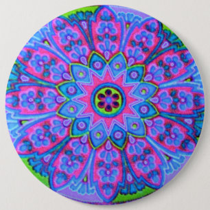 Blue Mandala Fashion Button Jewelry Broach Pin