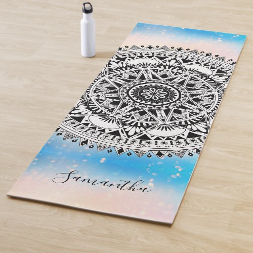 Blue Mandala Geometric Pattern Name Yoga Mat