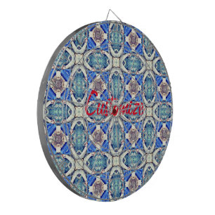 Blue mandala heart Thunder_Cove Dart Board