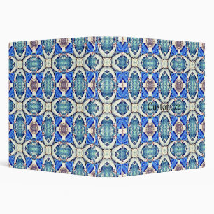 Blue mandala hearts pattern Thunder_Cove 3 Ring Binder