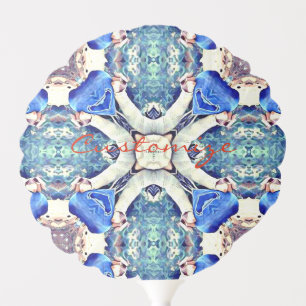 Blue mandala hearts pattern Thunder_Cove Balloon