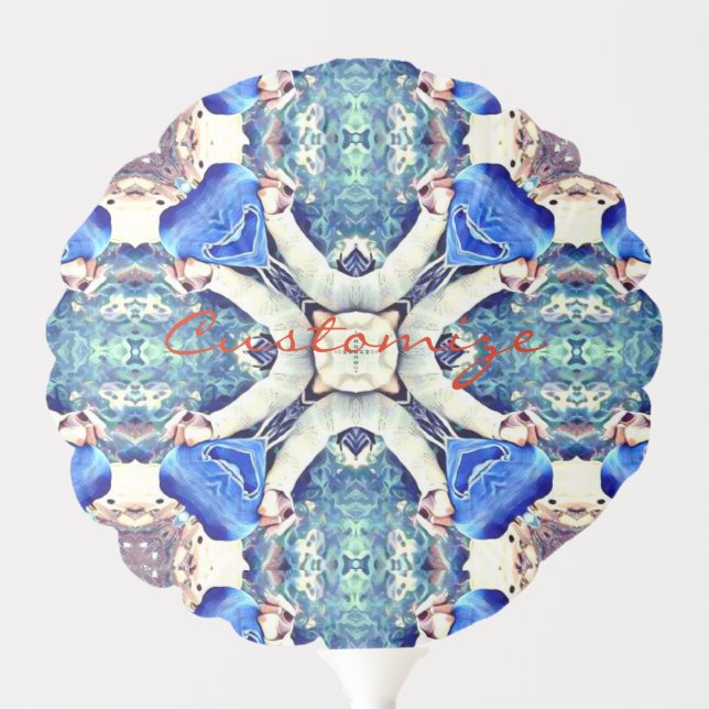 Blue mandala hearts pattern Thunder_Cove Balloon (Front)
