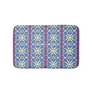 Blue mandala hearts pattern Thunder_Cove Bathroom Mat