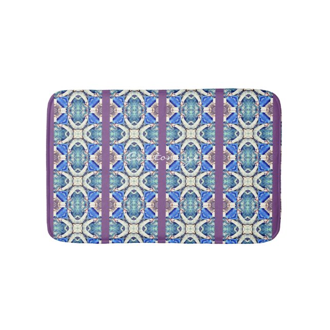 Blue mandala hearts pattern Thunder_Cove Bathroom Mat (Front)