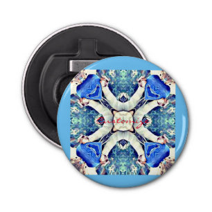 Blue mandala hearts pattern Thunder_Cove Bottle Opener