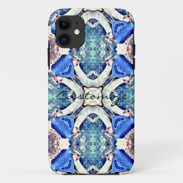 Blue mandala hearts pattern Thunder_Cove Case-Mate iPhone Case (Back)