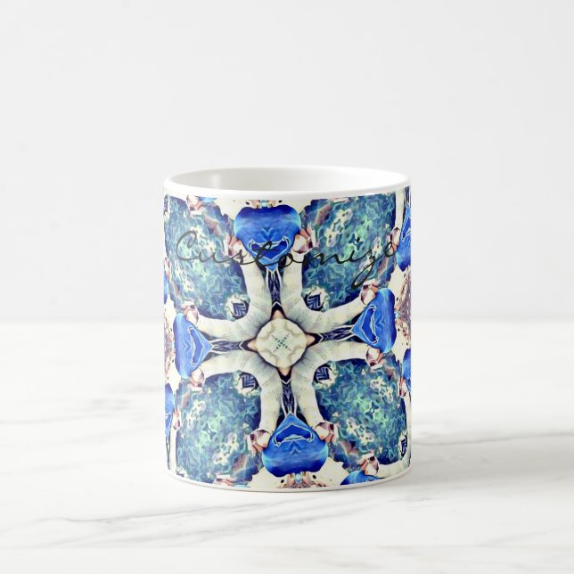 Blue mandala hearts pattern Thunder_Cove Coffee Mug (Center)