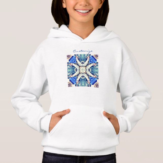Blue mandala hearts pattern Thunder_Cove Hoodie (Front)
