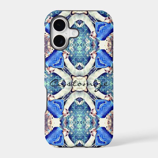 Blue mandala hearts pattern Thunder_Cove Iphone Case (Back)
