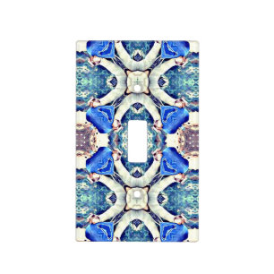 Blue mandala hearts pattern Thunder_Cove Light Switch Cover