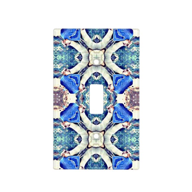 Blue mandala hearts pattern Thunder_Cove Light Switch Cover (Front)