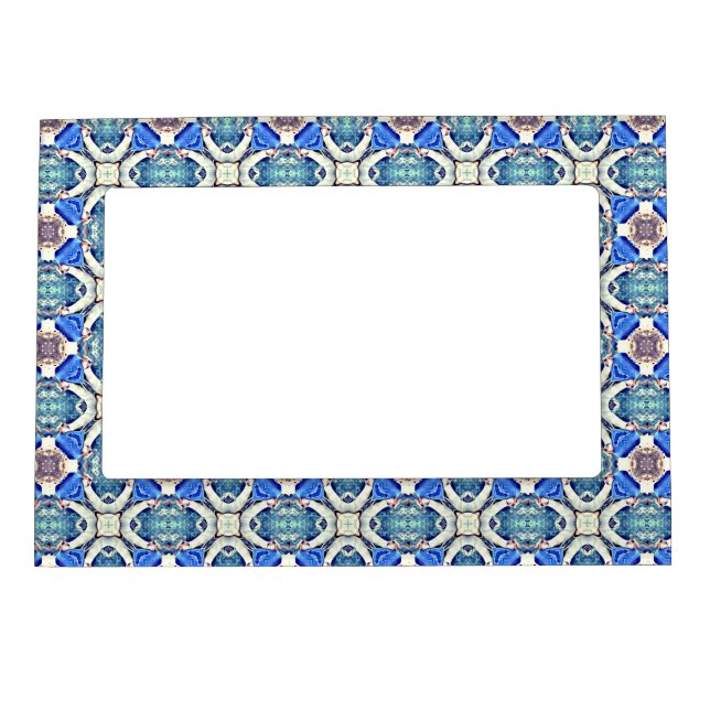 Blue mandala hearts pattern Thunder_Cove Magnetic Frame (Front)