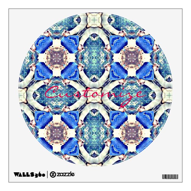 Blue mandala hearts pattern Thunder_Cove Wall Sticker (Front)