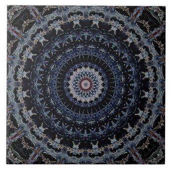 Blue Mandala Large Ceramic Tiles by shotwellphoto at Zazzle