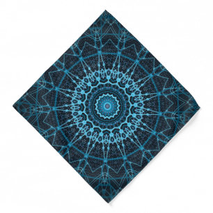 Blue Mandala Net Retro Hippie Trippy Boho Chic Bandana