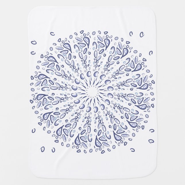 Blue mandala pattern baby blanket (Front)