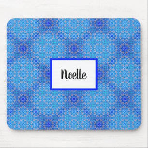 Blue Mandala Pattern Boho Name Mousepad